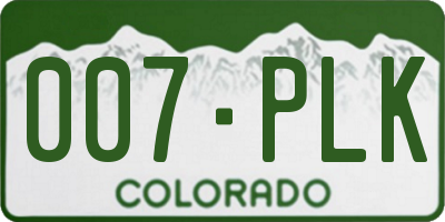 CO license plate 007PLK