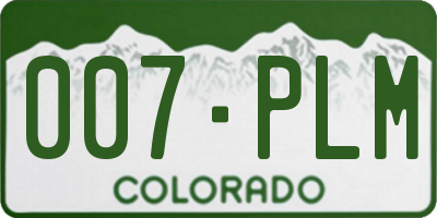 CO license plate 007PLM