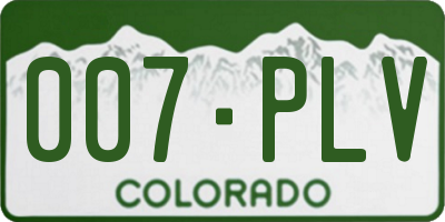 CO license plate 007PLV