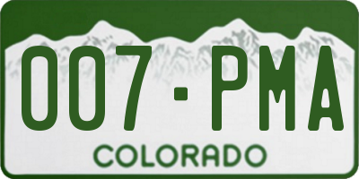 CO license plate 007PMA