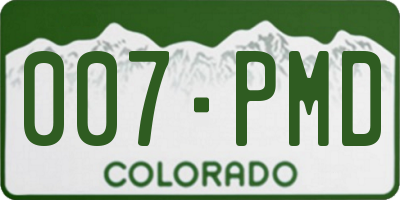 CO license plate 007PMD