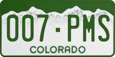 CO license plate 007PMS