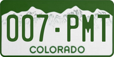 CO license plate 007PMT