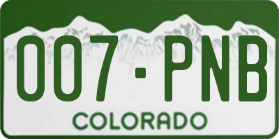 CO license plate 007PNB