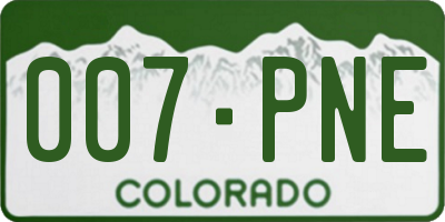 CO license plate 007PNE