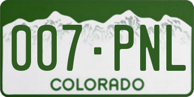 CO license plate 007PNL
