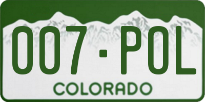 CO license plate 007POL