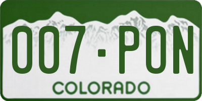 CO license plate 007PON