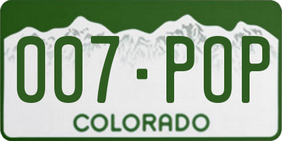 CO license plate 007POP