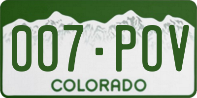 CO license plate 007POV