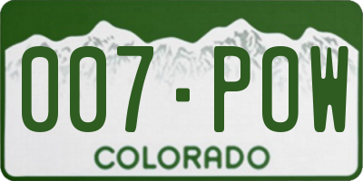 CO license plate 007POW
