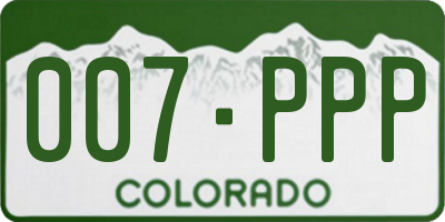 CO license plate 007PPP
