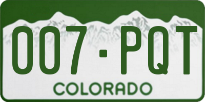 CO license plate 007PQT