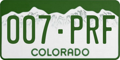 CO license plate 007PRF