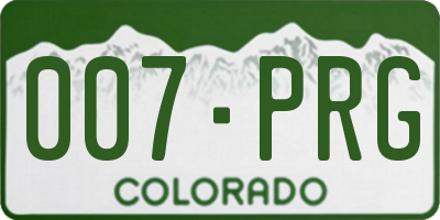 CO license plate 007PRG