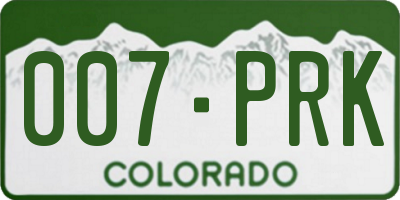 CO license plate 007PRK