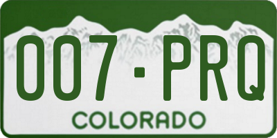 CO license plate 007PRQ