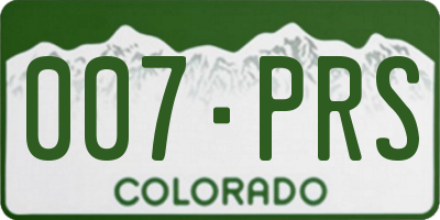 CO license plate 007PRS