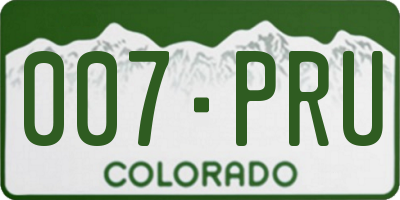 CO license plate 007PRU
