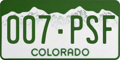 CO license plate 007PSF