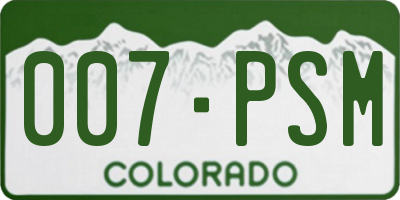 CO license plate 007PSM
