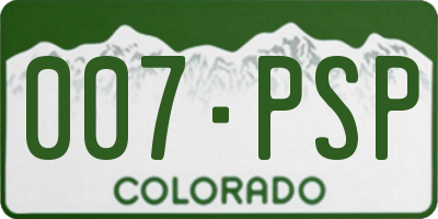 CO license plate 007PSP