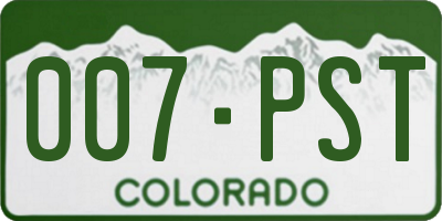 CO license plate 007PST