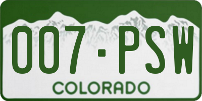 CO license plate 007PSW