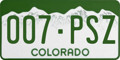 CO license plate 007PSZ