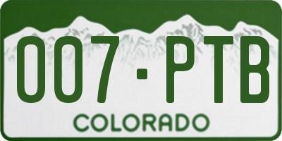 CO license plate 007PTB