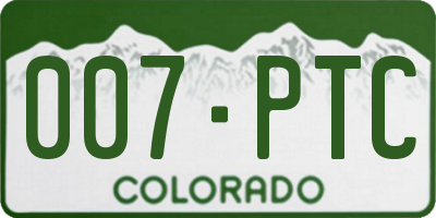 CO license plate 007PTC