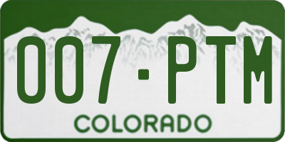 CO license plate 007PTM