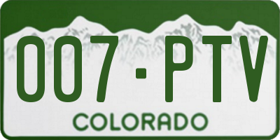 CO license plate 007PTV