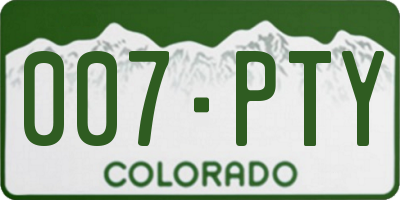 CO license plate 007PTY