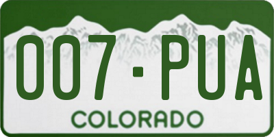 CO license plate 007PUA