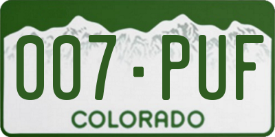 CO license plate 007PUF