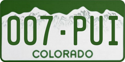 CO license plate 007PUI