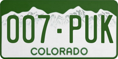 CO license plate 007PUK