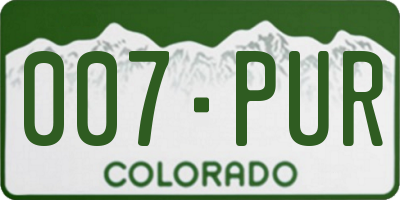 CO license plate 007PUR