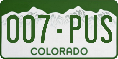 CO license plate 007PUS