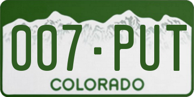 CO license plate 007PUT