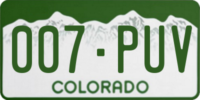 CO license plate 007PUV