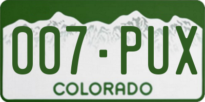 CO license plate 007PUX