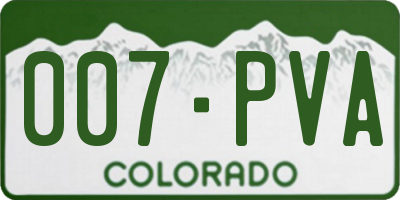 CO license plate 007PVA