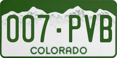 CO license plate 007PVB