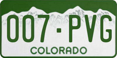 CO license plate 007PVG