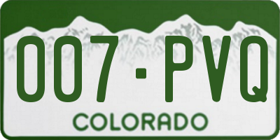 CO license plate 007PVQ