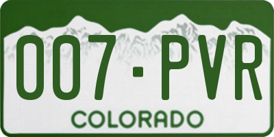 CO license plate 007PVR