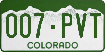 CO license plate 007PVT