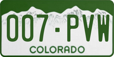 CO license plate 007PVW